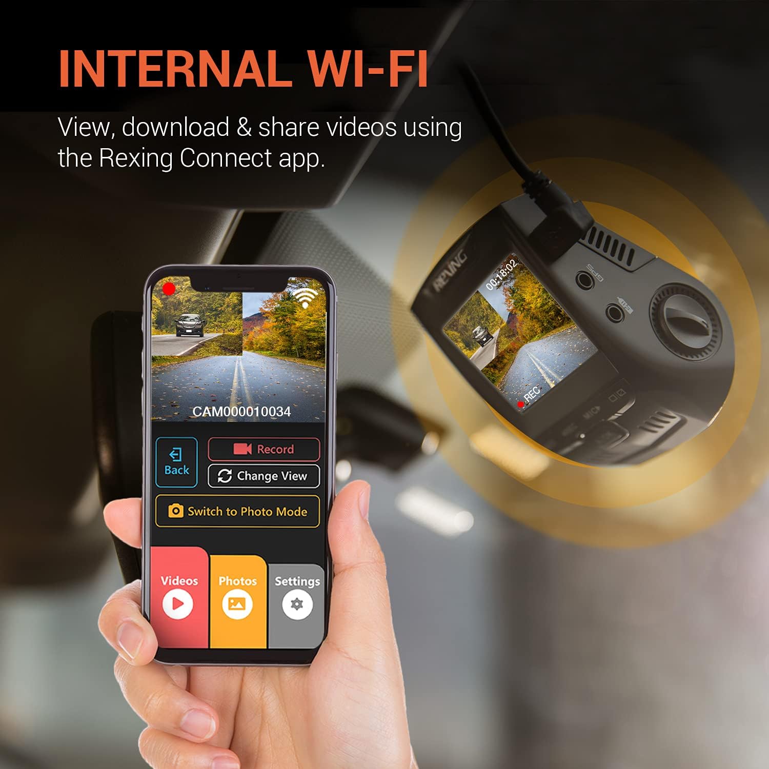 Rexing V1P 4K 2.4" LCD 2160p Front + 1080p Rear Wi-Fi 170° Wide Angle Dual Channel Dashboard Camera Recorder Car Dash Cam with Rear Cam, G-Sensor, WDR, Loop Recording Mobile App Supercapacitor （2021）