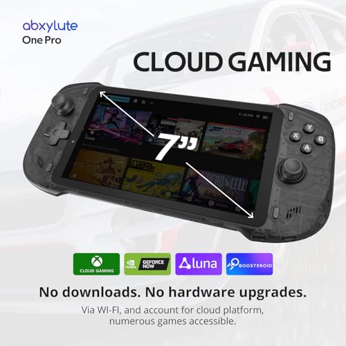 OnePro Cloud Handheld Portable Remote Play Gaming Console, For Xbox Cloud Gaming, NVIDIA GeForce NOW, Playstation, PC, Long-Battery Life, 7" 1080P Touchscreen, Lightweight Retro Game Handheld - 64G