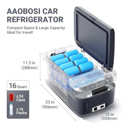 AAOBOSI 12 Volt Refrigerator With APP Control, Portable Car fridge with 100-240AC,12/24DC for RV, Camping, Travel…