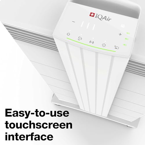 IQAir HealthPro Compact XE Air Purifier - Compact HyperHEPA Fration for Rooms up to 1240 sq ft - Allergens, Smoke, Dust, Mold, Pet Dander, Swiss Made, WiFi Enabled