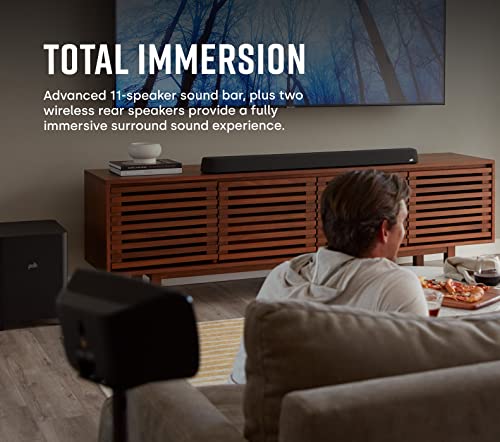 Polk MagniFi Max AX 5.1.2 Channel Sound Bar with 10" Wireless Subwoofer, Dolby Atmos and DTS:X Certified, Polk's Patented VoiceAdjust & SDA Technologies, Easy Setup, Black