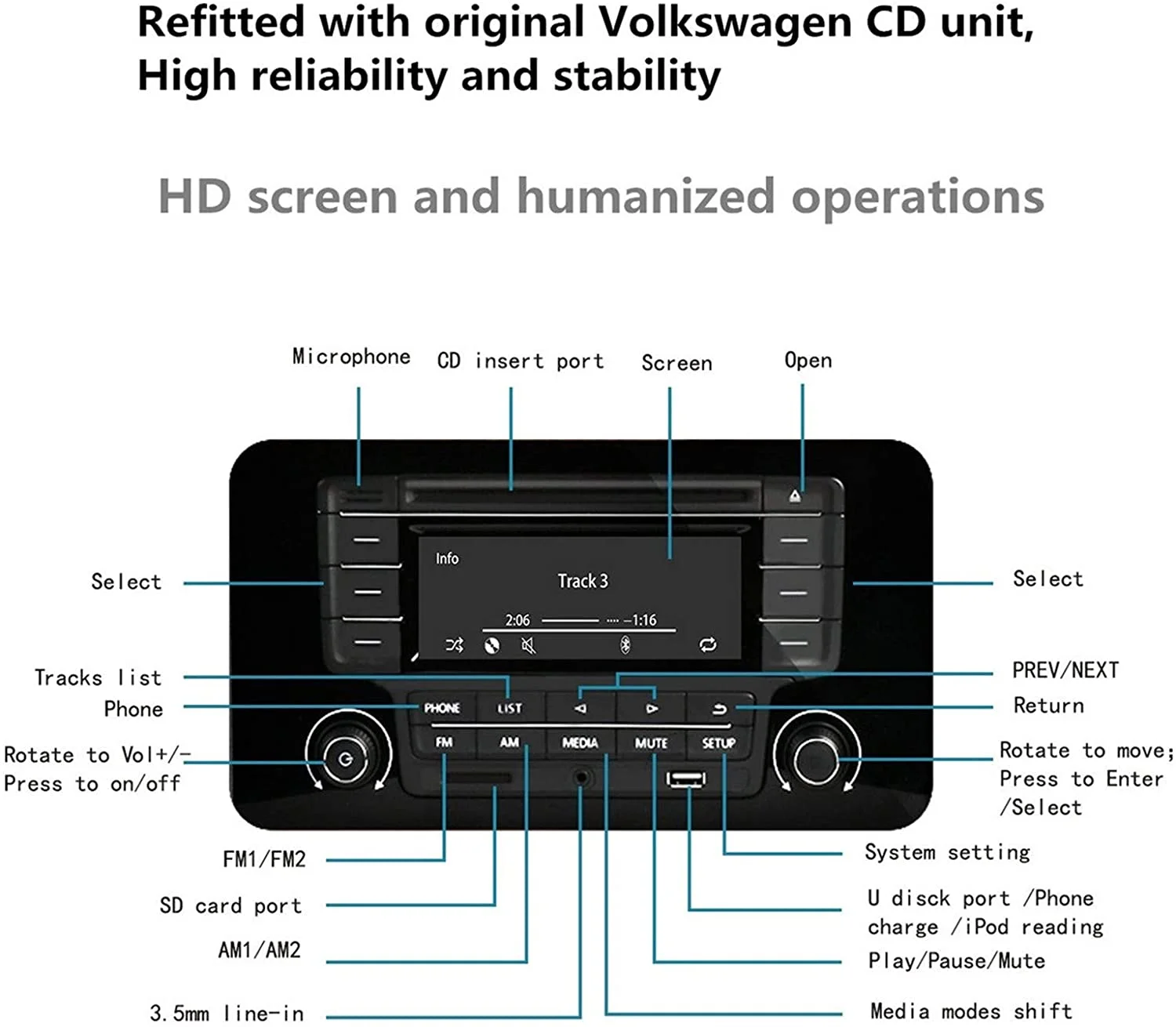 Open Box KEiiD CD Player for Home with Bluetooth Stereo System Wooden Desktop Speakers FM USB 20 lb
