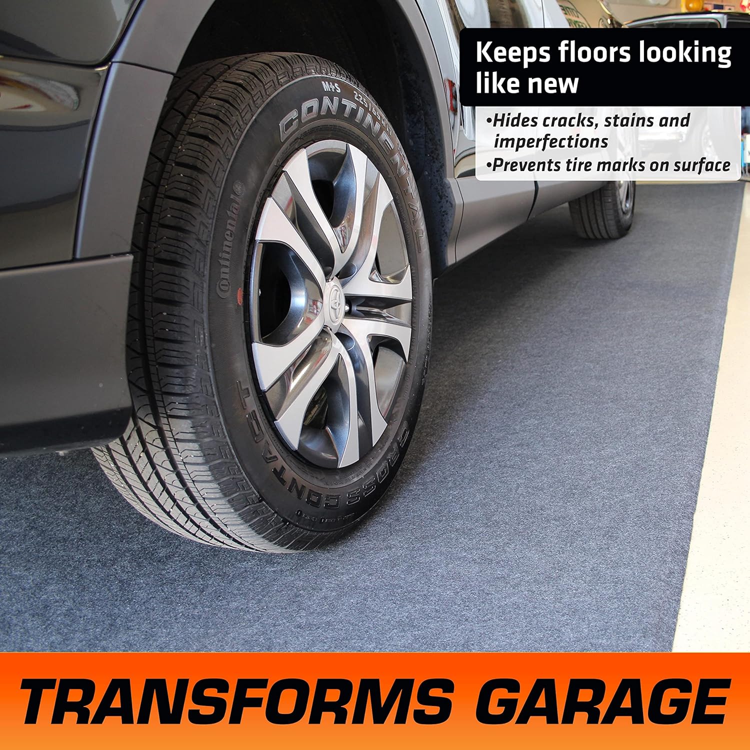 Armor All Original XL Garage Floor Mat, (22' x 8'10"), (Includes Double Sided Tape), Protects Surfaces, Transforms Garage - Absorbent/Waterproof/Durable (USA Made) (Charcoal)