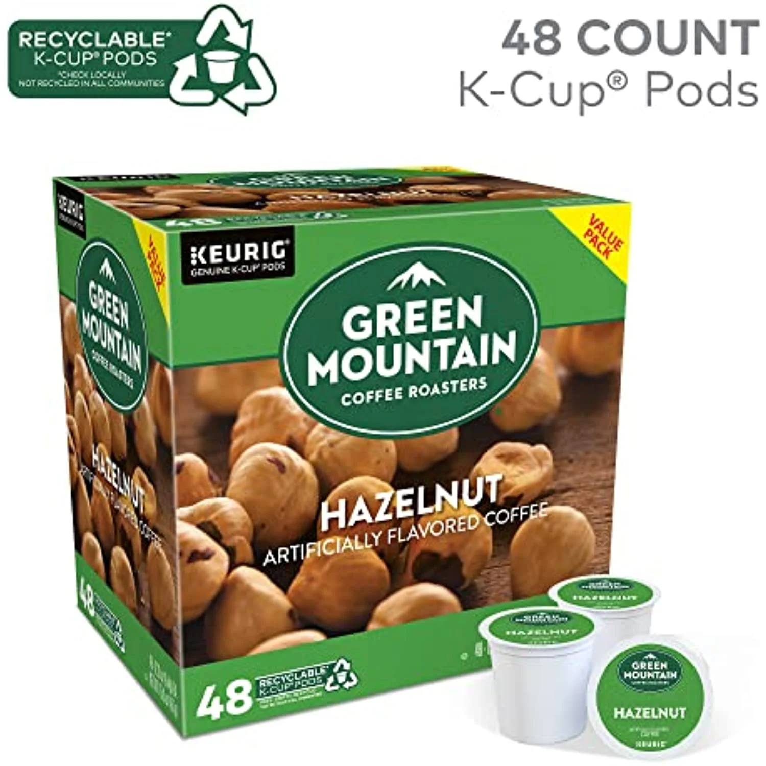 Green Mountain Coffee Roasters Hazelnut Coffee, Keurig Single Serve K-Cup Pods, Light Roast, 48 Count