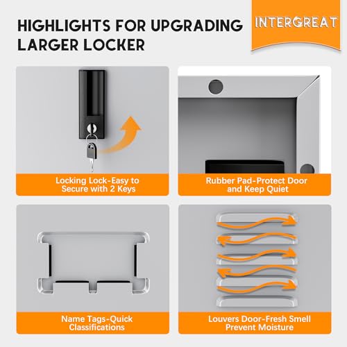 INTERGREAT 9 Door Storage Locker for Employee, Metal Locker for Office, Gym, Shool,Lockable Black Steel Locker with Lock and Card Slot for Home,Garage