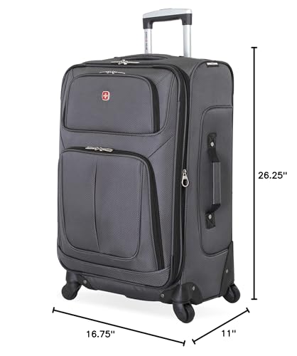 SwissGear Sion Softside Expandable Luggage, Black, Checked-Large 29-Inch