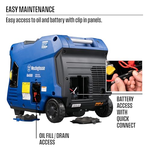 Westinghouse 5000 Peak Watt Super Quiet Dual Fuel Portable Inverter Generator, Remote Electric Start, Gas & Propane Powered, RV Ready 30A Outlet, Parallel Capable, Blue/Black