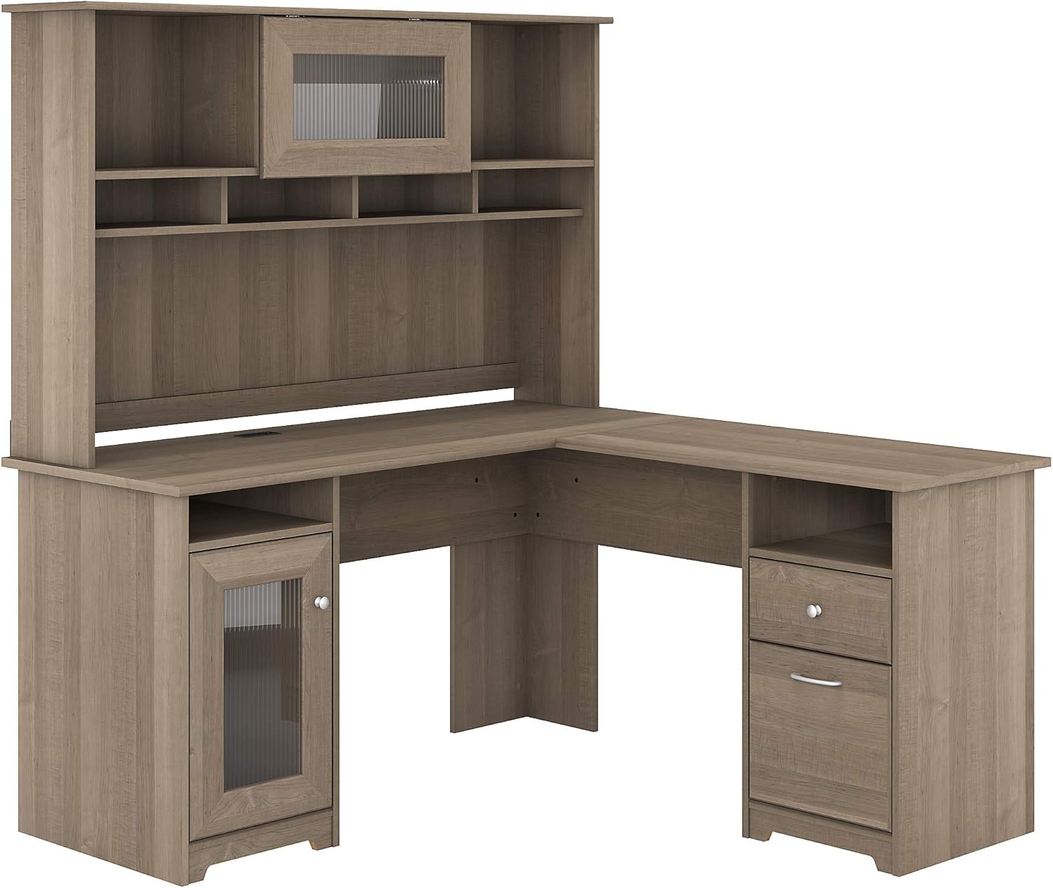 Bush Furniture Cabot L Shaped Desk with Hutch in Espresso Oak