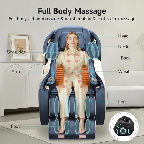 Real Relax Massage Chair Favor-06, Full Body Zero Gravity SL-Track Shiatsu Massage Recliner Chair with APP Control, Brown