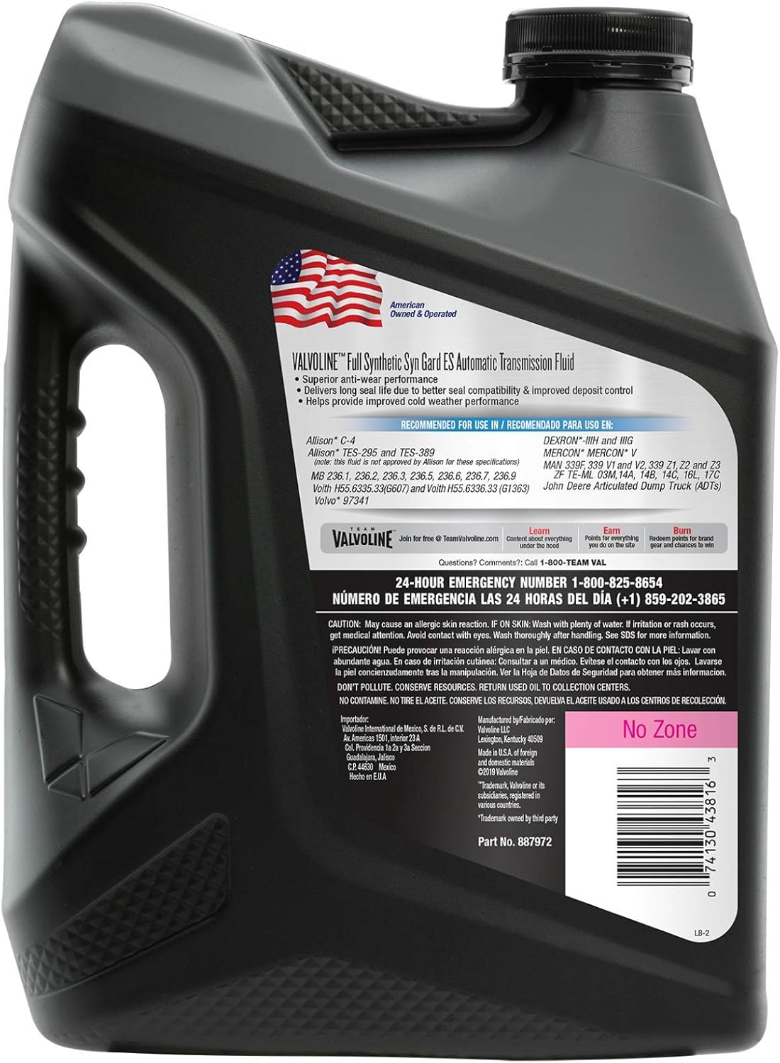 Valvoline Syn Gard (ATF) ES Full Synthetic Automatic Transmission Fluid 1 GA, Case of 3