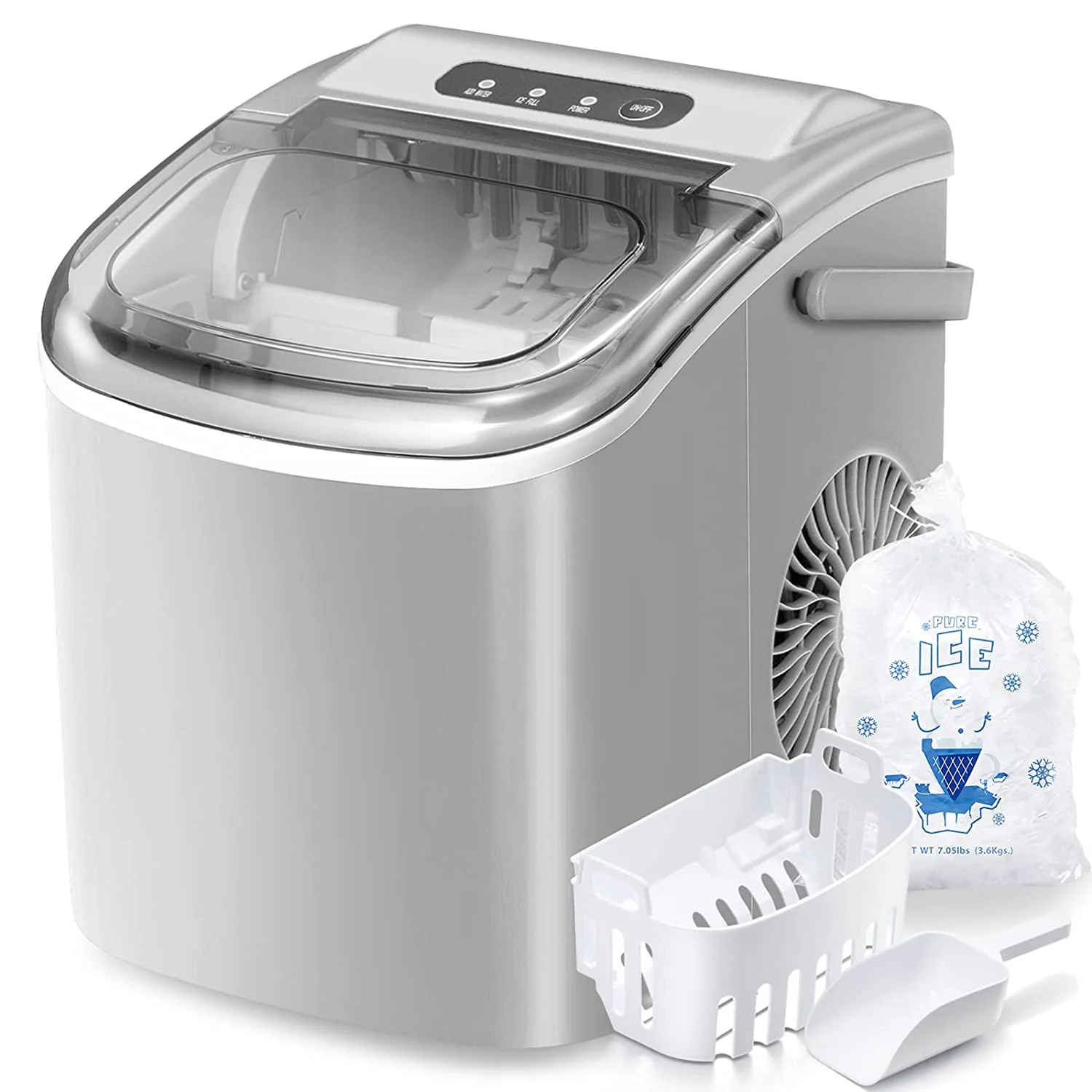 Countertop Ice Maker Portable Ice Machine with Handle, Self-Cleaning Ice Makers, 26Lbs/24H, 9 Ice Cubes Ready in 6 Mins for Home Kitchen Bar Party