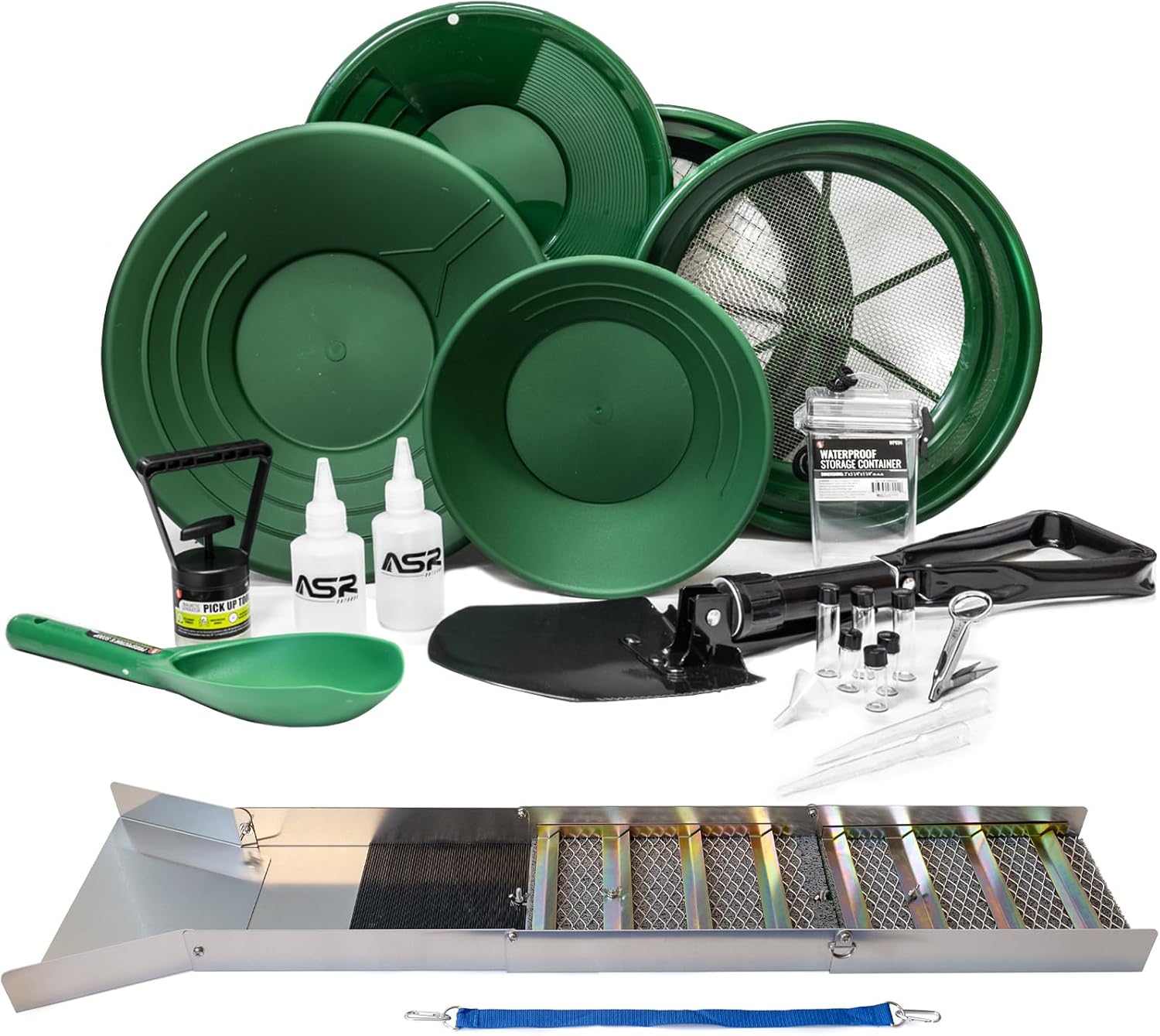 ASR Outdoor 21pc Complete Sluice Box Gold Panning Kit with 1/2 Classifier Screen Prospecting Equipment