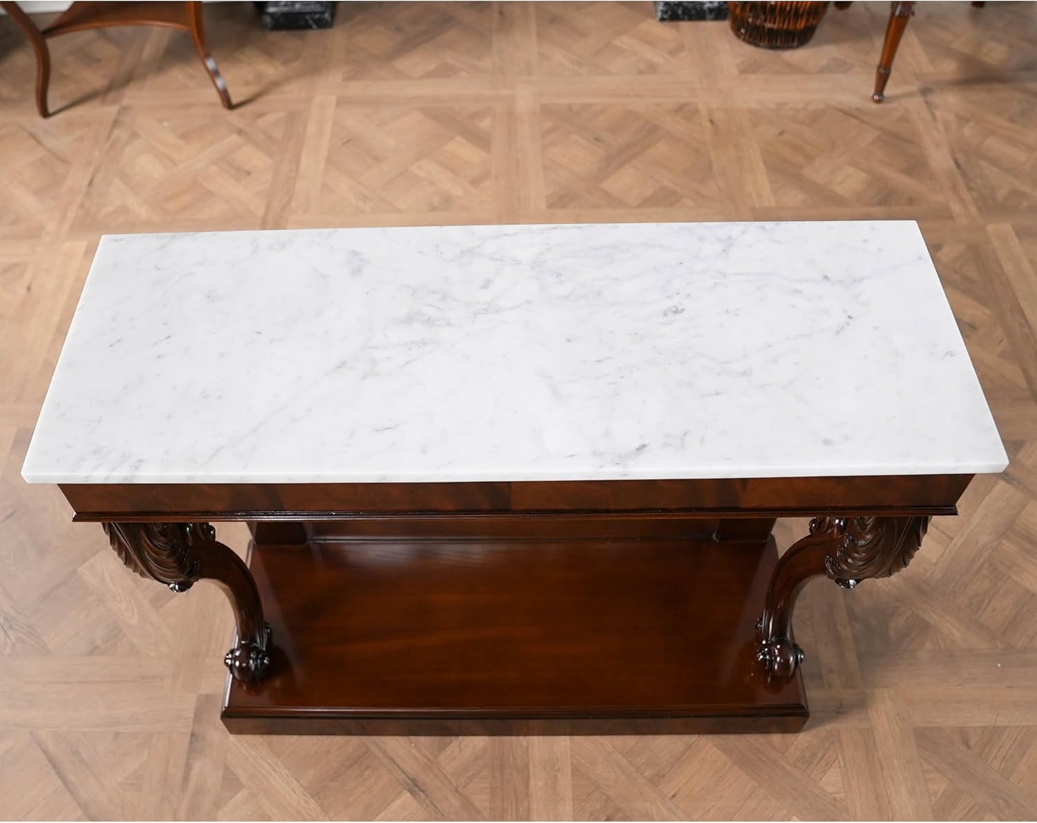 NOC051 Mahogany Marble Top Console
