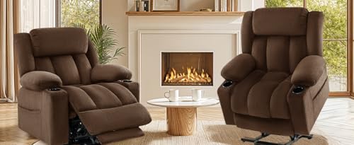 Power Lift Recliner Chair for Elderly - Triple Motor Lift Chairs - Infinite Position Adjust - Power Headrest - Heated & Massage - Lift Assist & 180° Lay Flat - Soft Plush Flannel (Grey)