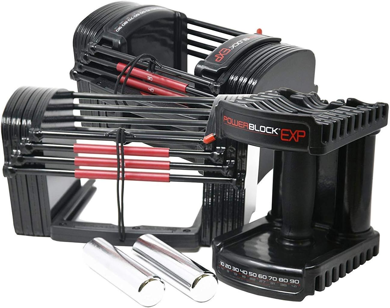 PowerBlock EXP Adjustable Dumbbells, Sold in Pairs, Stage 1, 5-50 Lb. Dumbbells, Durable Steel Build, Innovative Workout Equipment, All-in-One Dumbbells, Expandable with Expansion Kits