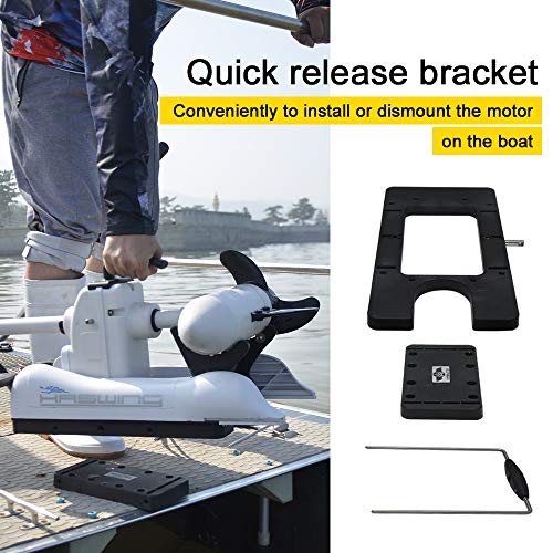 AQUOS Haswing White 12V 55LBS 48inch Bow Mount Trolling Motor with 2.4G Remote Control, Quick Release Bracket for Inflatable Boat Kayak Bass Boat Aluminum Boat Fishing, Freshwater/Saltwater Use