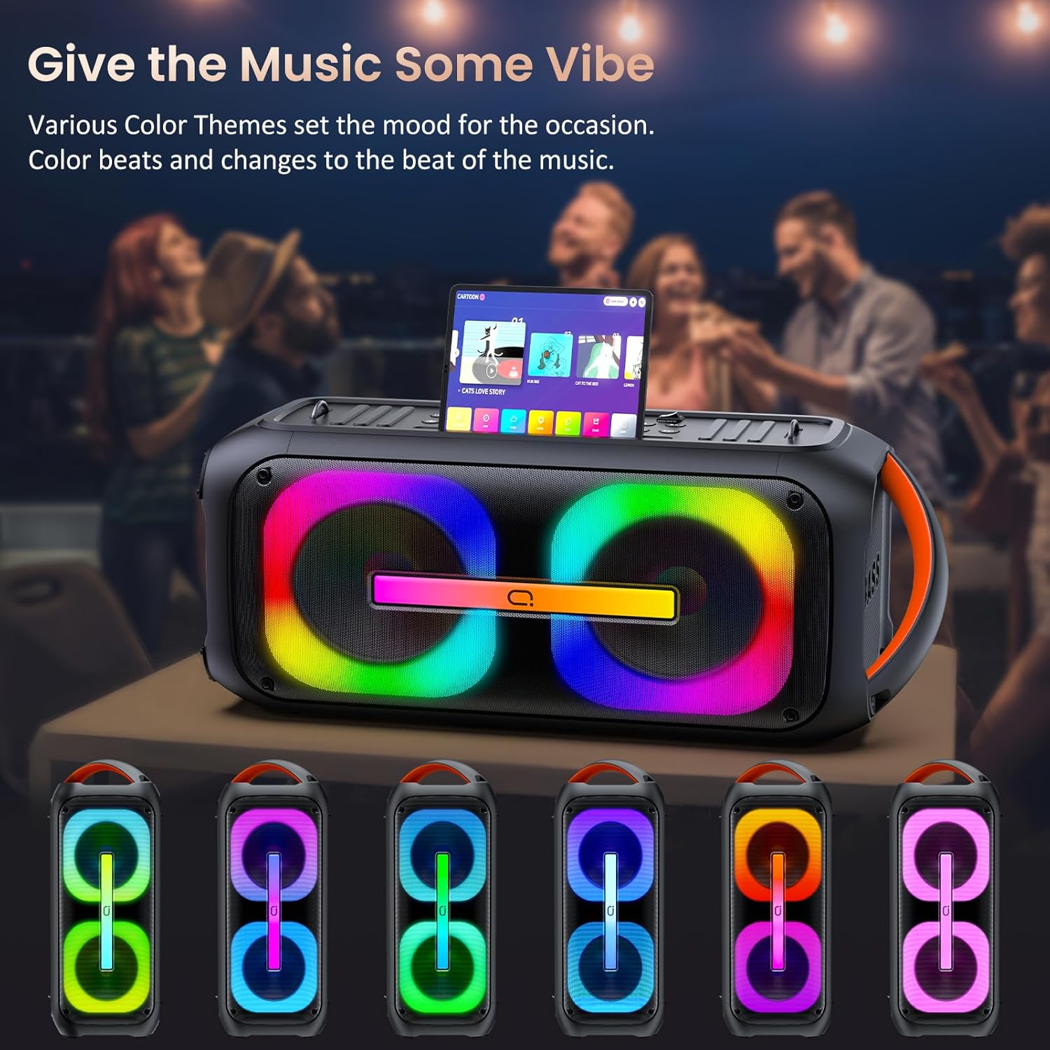 T11-T Karaoke Machine with 2 Microphones, Large Bluetooth Karaoke Speaker for Adults and Kids, Party Speaker w/Dual 6.5" Subwoofer, Portable PA System with Party Lights, Birthday Gifts