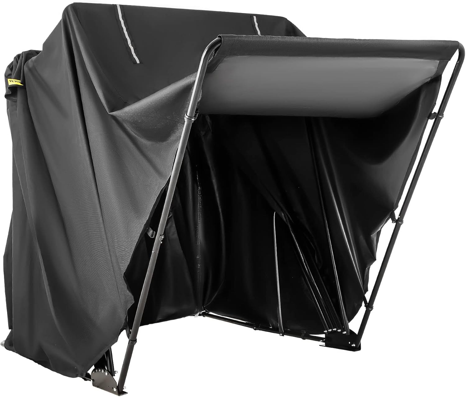 VEVOR Waterproof Motorcycle Cover,Motorcycle Shelter,Heavy Duty Motorcycle Shelter Shed, 600D Oxford Motorbike Shed Anti-UV, 106.3"x41.3"x61" Black Shelter Storage Garage Tent w/Lock & Weight Bag