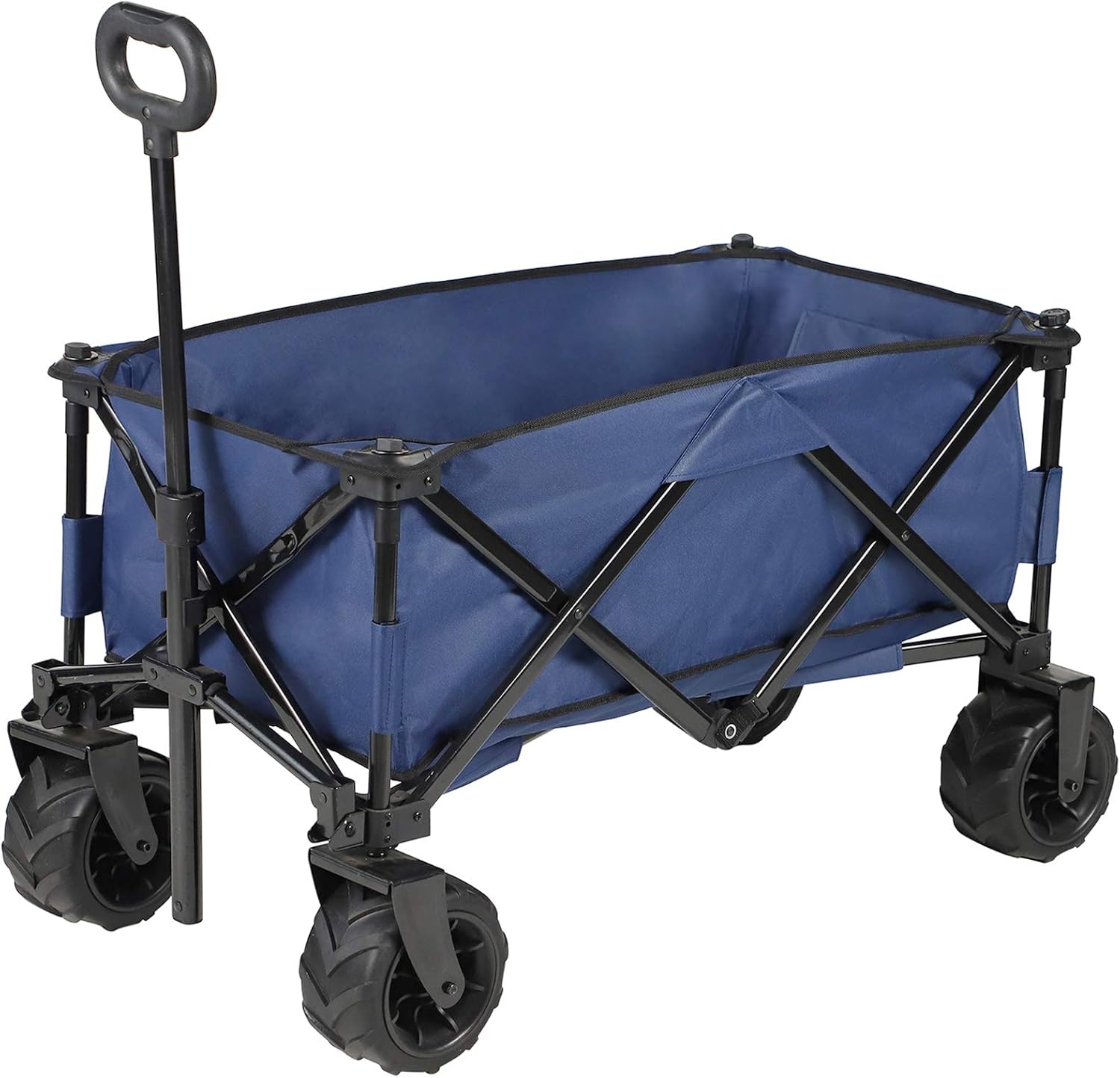JOVNO Multipurpose Large Capacity Collapsible Wagon Cart Heavy Duty Beach Wagons with Big Wheels for Sand, Folding Utility Wagon Beach Cart for Garden, Outdoor, Camping and Picnic (Black)