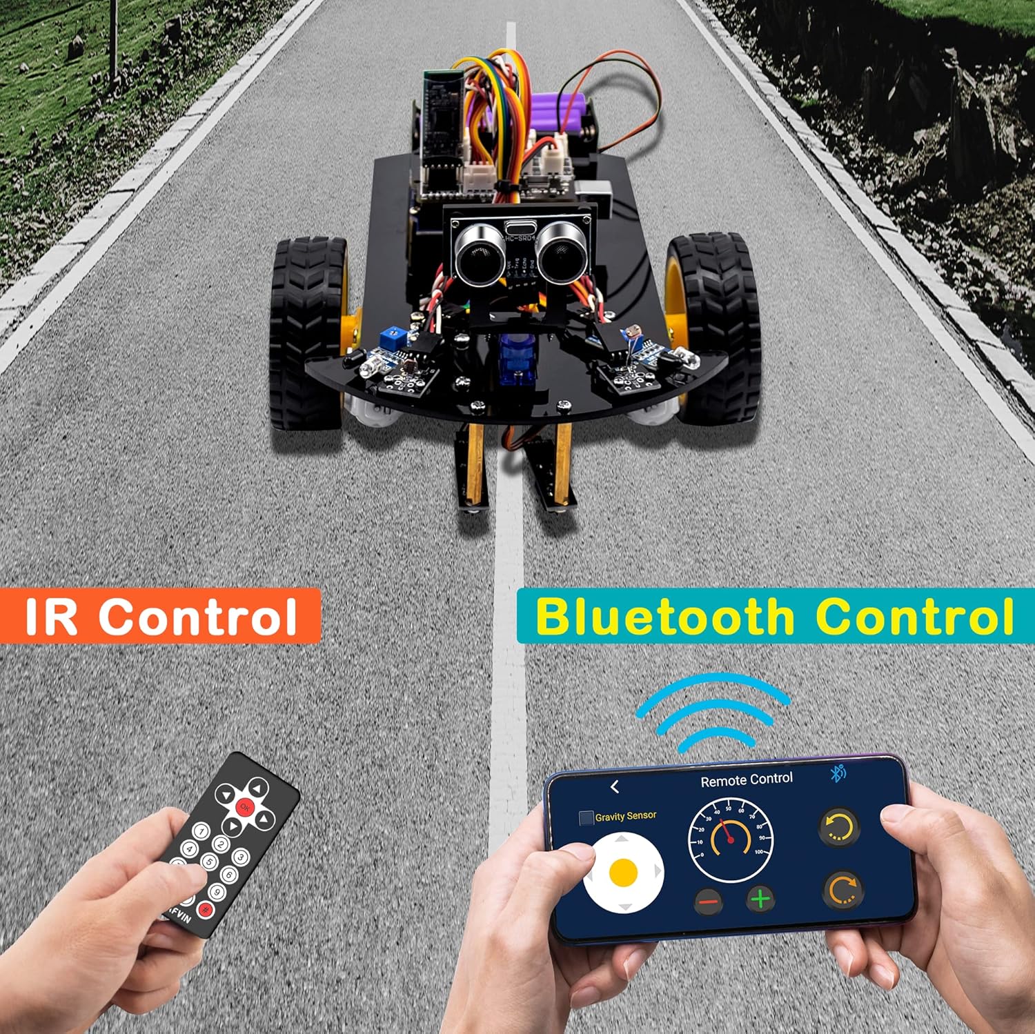 LAFVIN Smart Robot Car 2WD Chassis Kit V2 Ultrasonic Module,Line Tracking Module,IR Remote Control Compatible with Arduino IDE