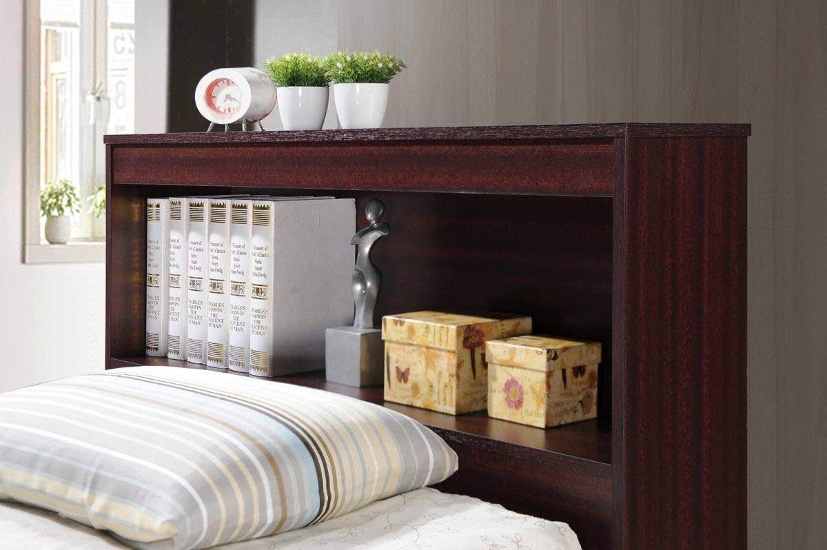 Hodedah Twin-size Captain Bed with 3-Drawers and Headboard (Mahogany)