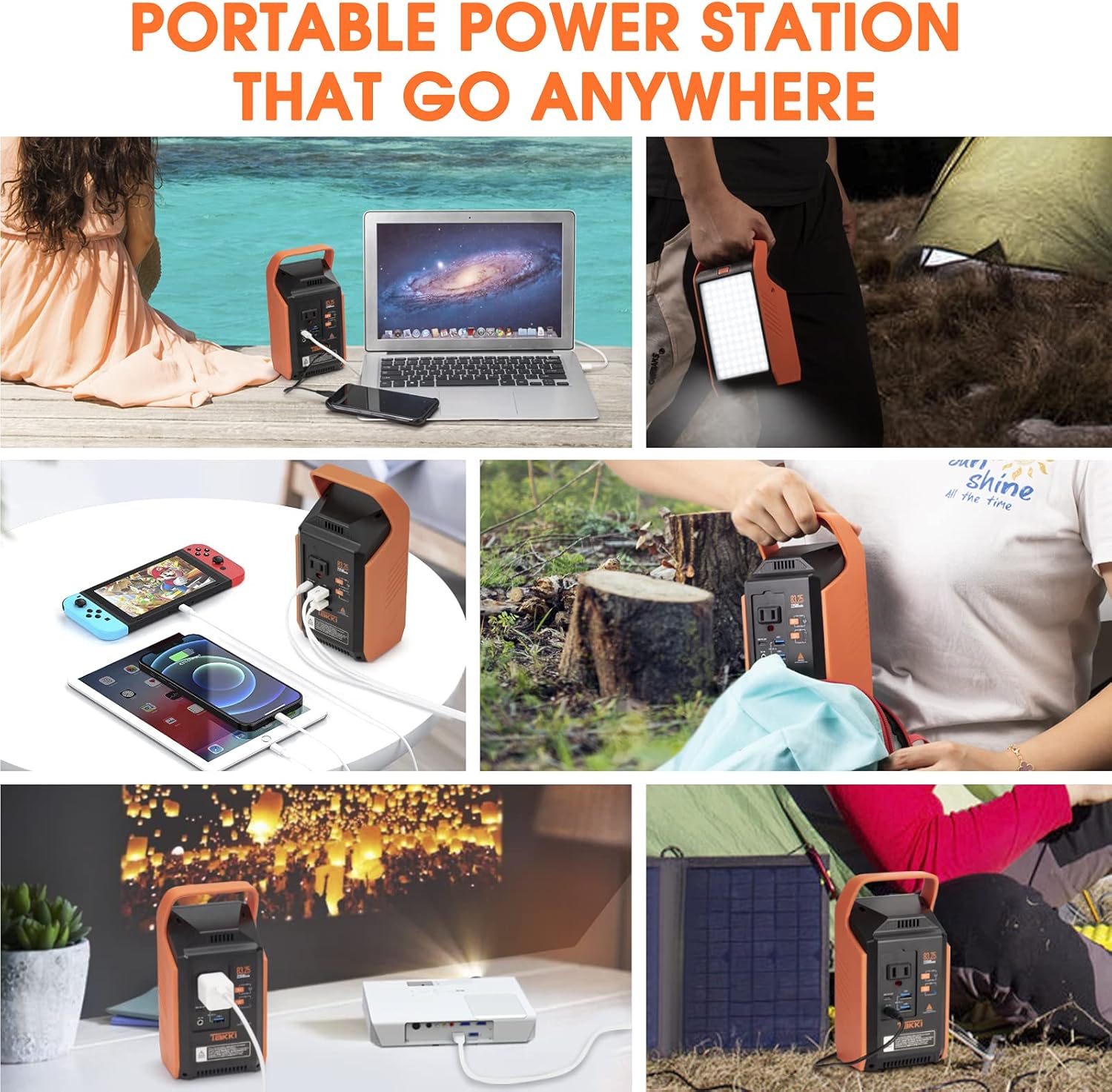 83Wh Portable Power Station, Solar Generator Power Bank with 110V AC Outlet Peak 120W Battery Backup Camping Lights for Camping, Home Use, Laptops, Fan, School, Road Trip, Office, Emergency, Gifts