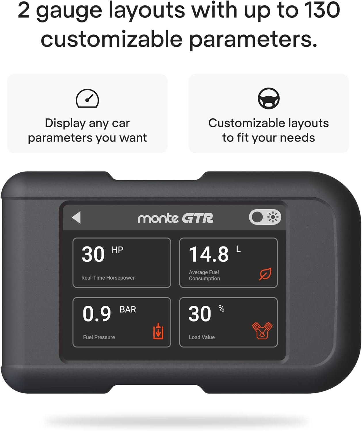 Monte Tuning Universal Performance Tuner - Monte GTR Powerful 4 in 1 Performance Chip Tuning Device, Fuel Saver and Car Diagnostic Scanner - Powerful Performance Programmer for Most Cars and SUVs