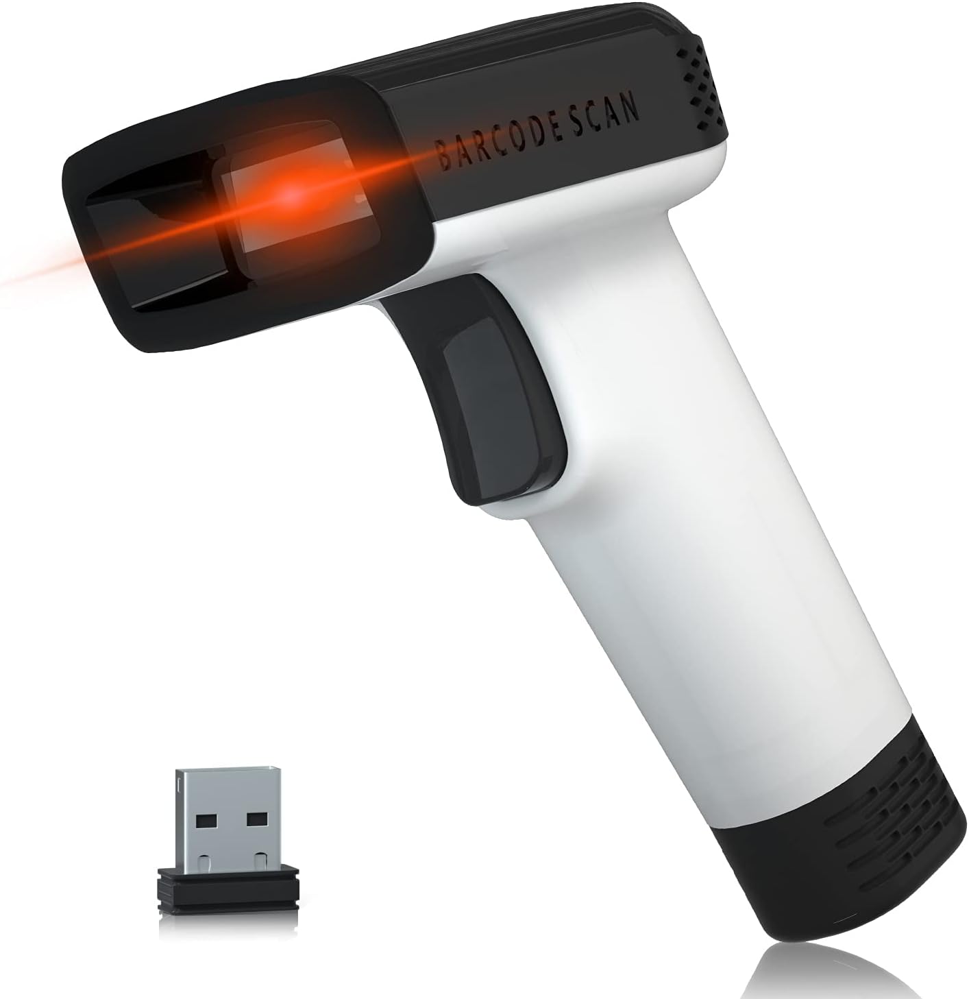 CHITENG Barcode Scanner Wireless, 1D/2D QR Code Scanner for PC, Handheld Bar Code Scanner with Vibration Alert, Plug & Play, USB Scanner Barcode for Warehouse, Supermarket, Store - White