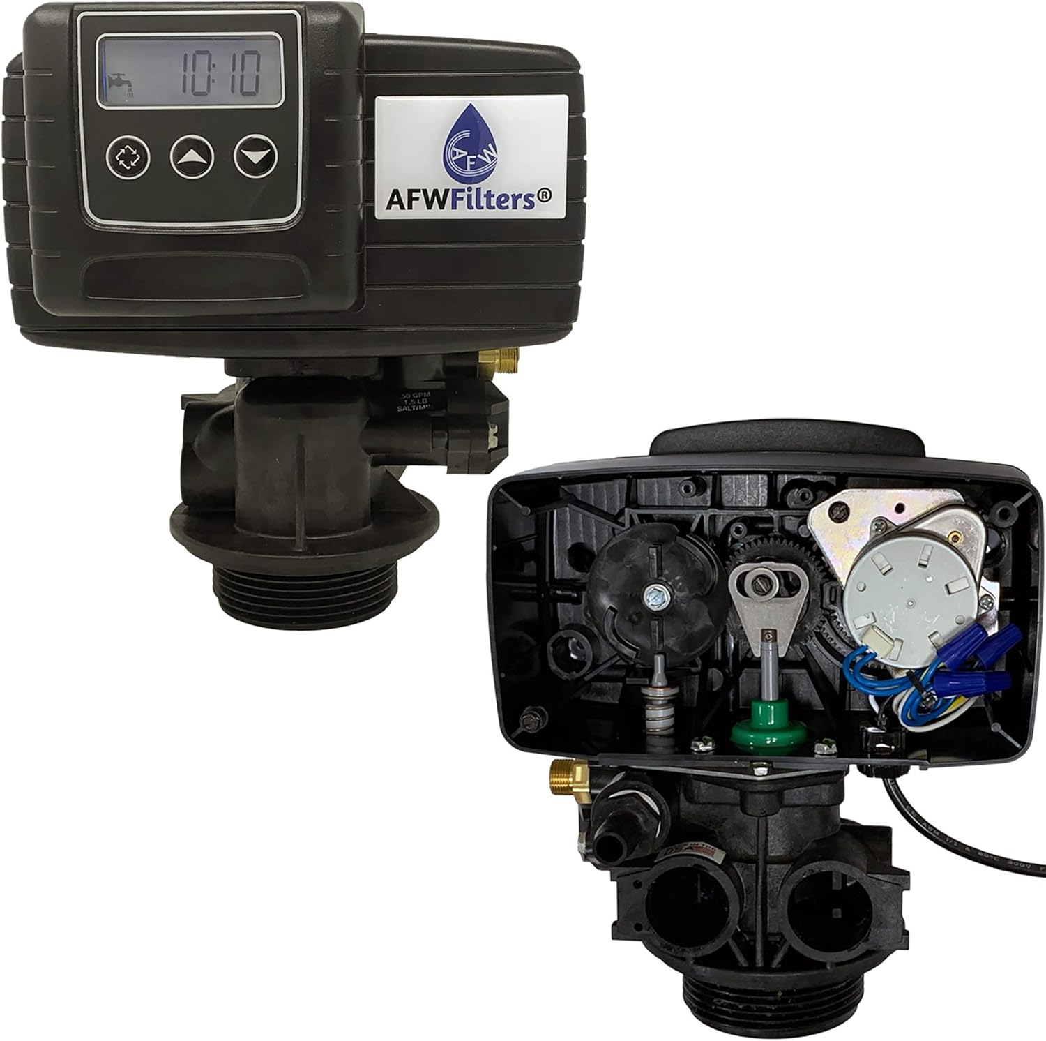 IRON Pro 2 Combination water softener iron filter Fleck 5600SXT digital metered valve for whole house (32,000 Grains, Black)