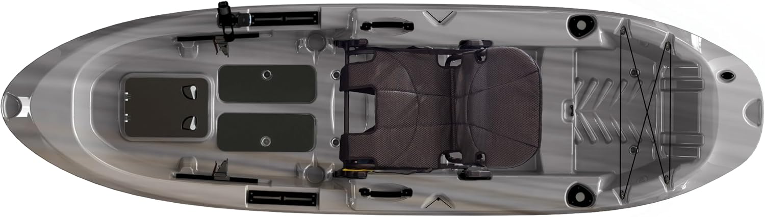 Sun Dolphin Boss 10 SS Fishing Kayak - Sit On Top Fishing Kayak - One Person Angler Kayak - 3 Fishing Rod Holders - Fishing Gear Tracks - Includes Paddle - 10 ft - Gray Swirl
