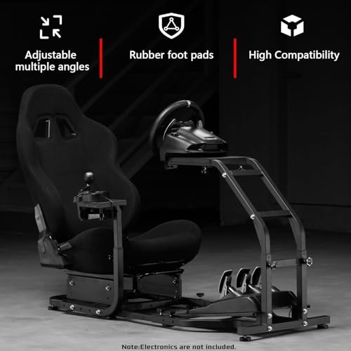 Dardoo G29 Racing Simulator Cockpit with Adjustable Race Seat Fits for Logitech G920 G923, Thrustmaster T150 T300RS GT Racing Steering Wheel Stand, Not Included Wheel Shifter and Pedals