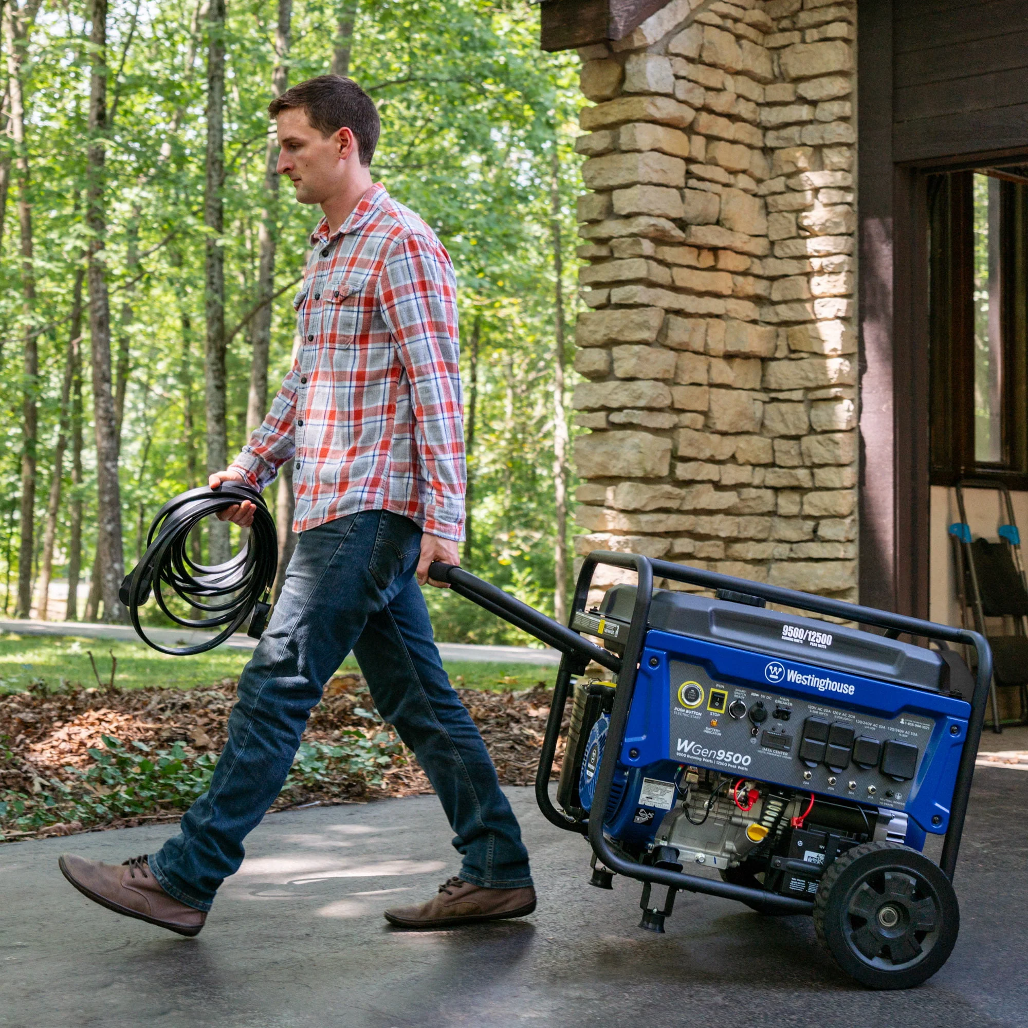 Westinghouse 12,500 Peak Watt Dual Fuel Portable Generator, Gas/Propane, Transfer Switch Ready, CO Sensor