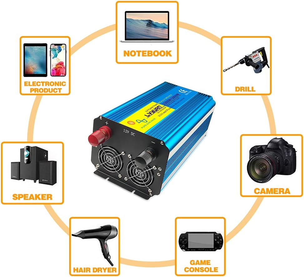 Cantonape Pure Sine Wave Inverter 4000W Power Inverter 24V to 110V DC to AC with LED Display Remote Controller for Truck RV Home Solar System