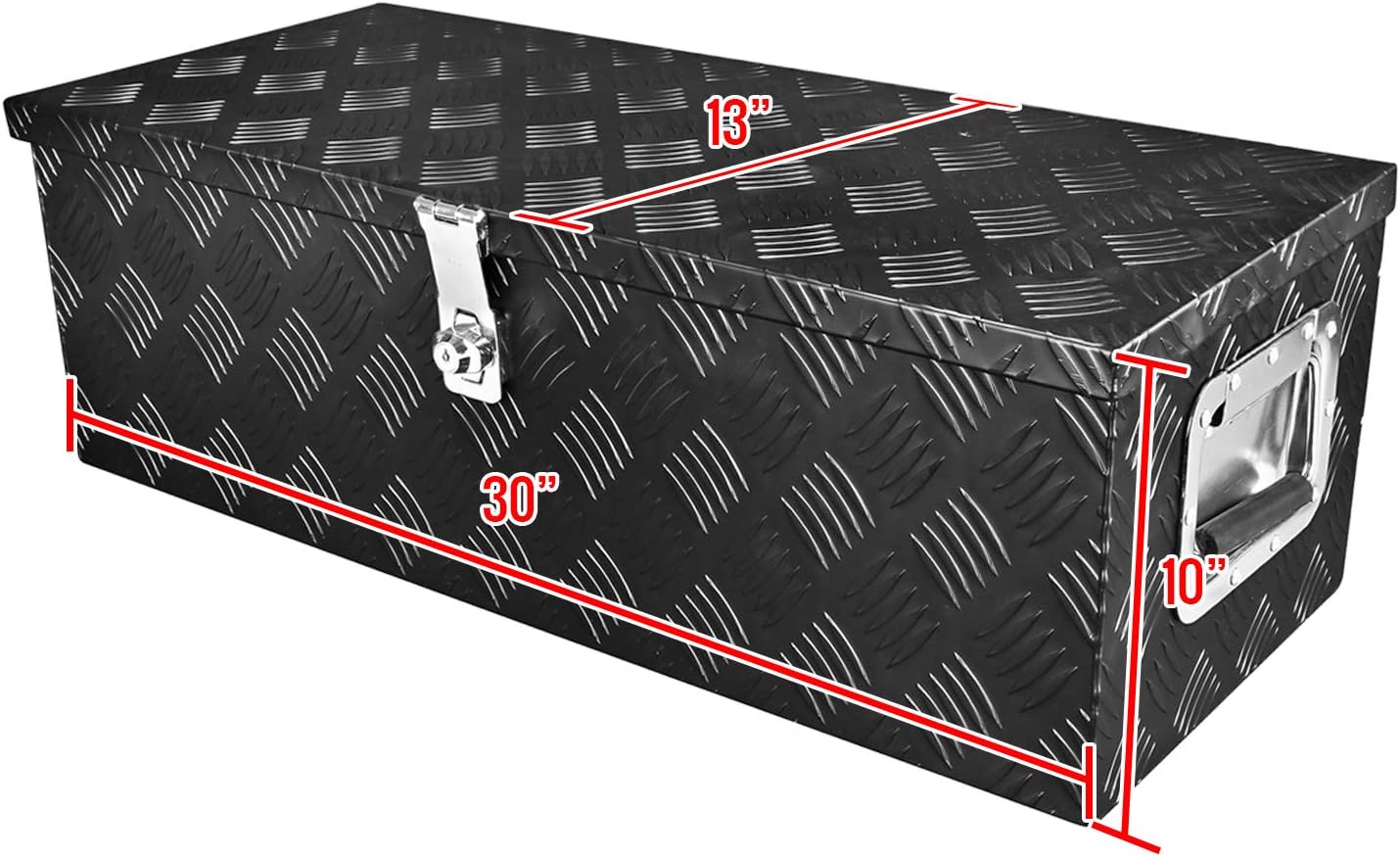Carpartsinnovate For 29 Truck Pickup Black Aluminum Underbody Tongue Tool Box Trailer Storage+Lock