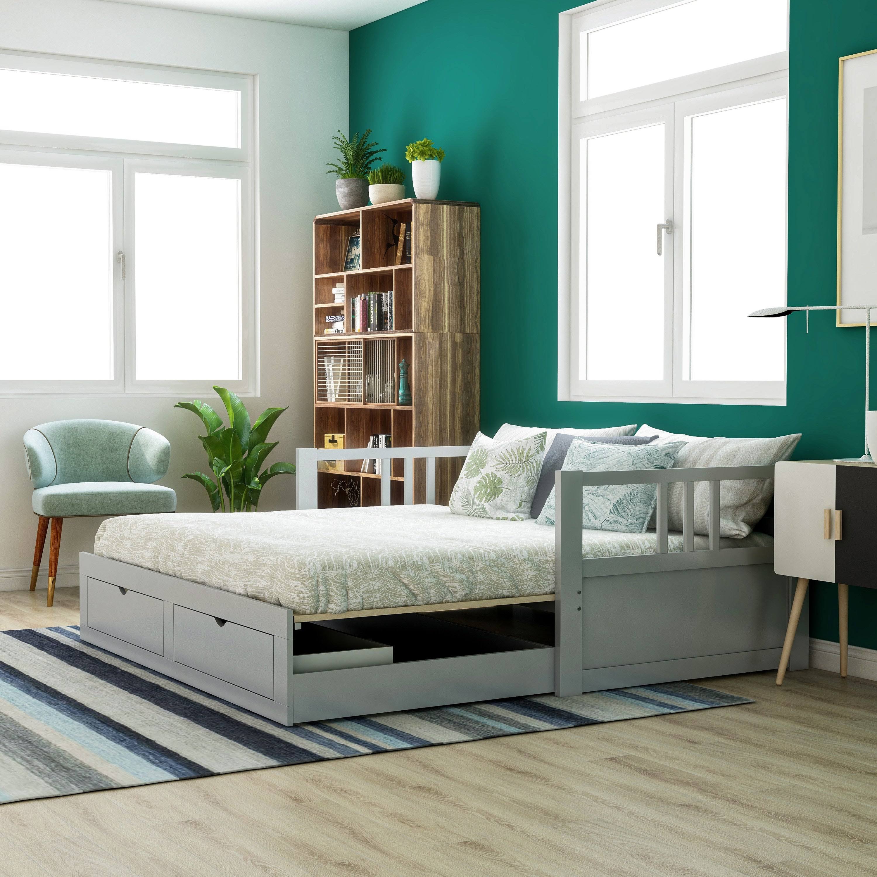 Furniture of America Abrielle Twin/King Expandable Storage Daybed - Brown