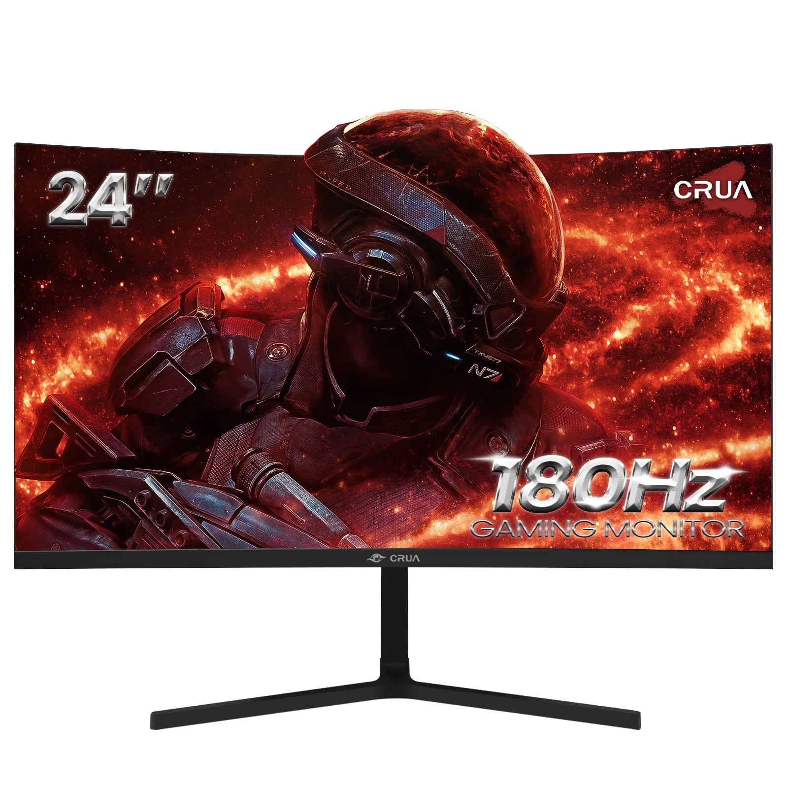 CRUA 24 165Hz/180Hz Curved Gaming Monitor - FHD 1080P Frameless Computer Monitor, AMD FreeSync, Low Motion Blur,DP&HDMI Port, Black