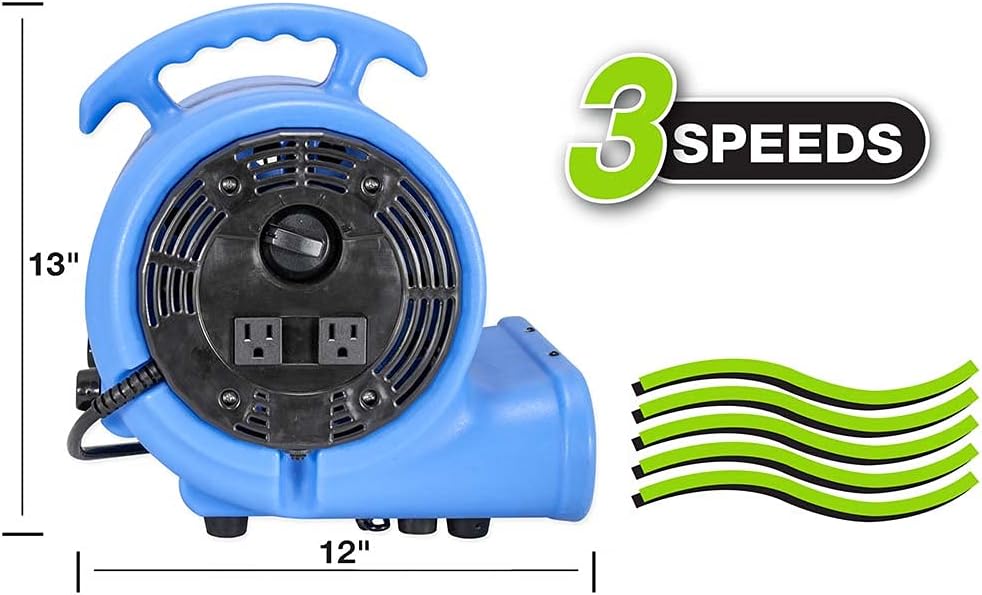 EZ-FLO / 3 1/3 HP Air Mover for Water Damage Restoration Carpet Dryer, Blue
