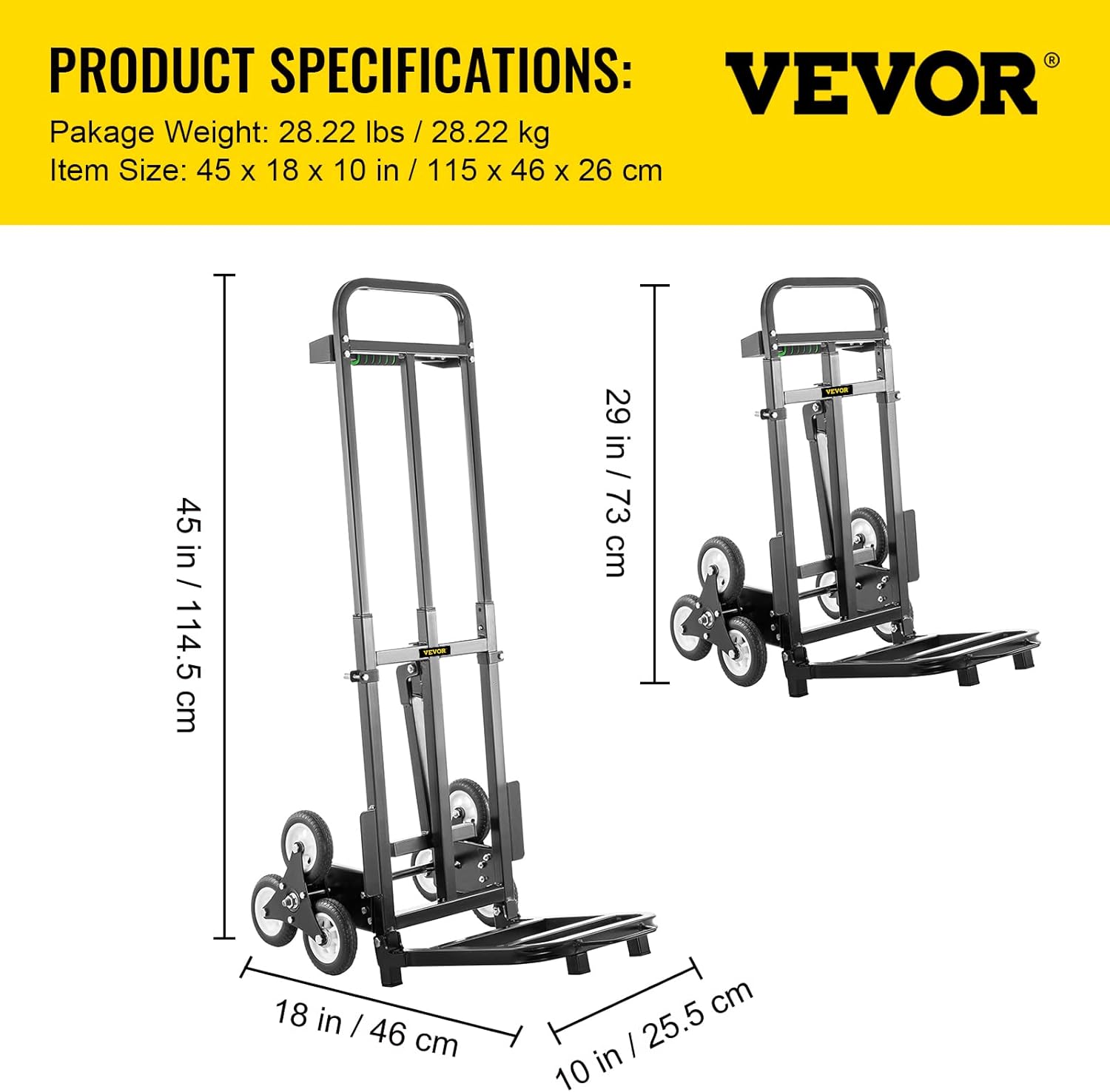 VEVOR Stair Climbing Cart 420lbs Capacity,Stair Climber Hand Truck with Adjustable Handle