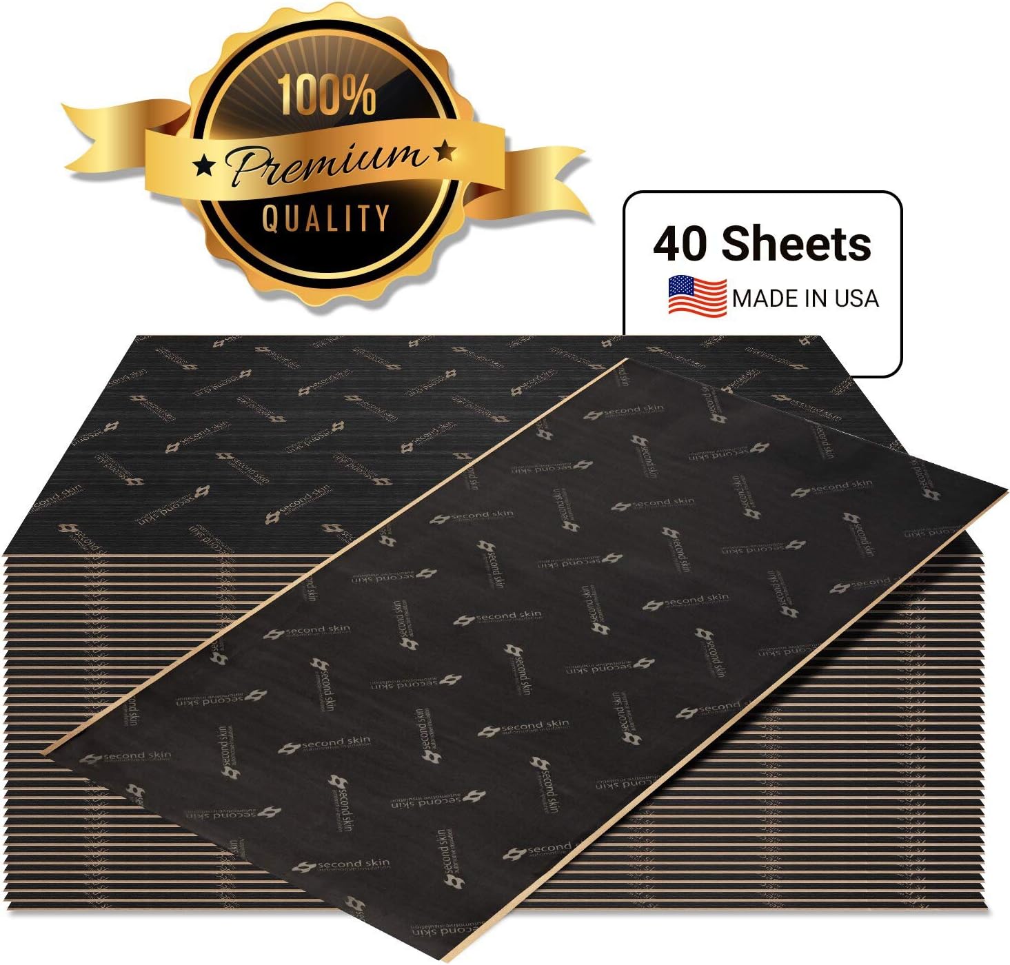 Second Skin Damplifier Premium Car Sound Deadening Material (1mm) &ndash; Butyl Rubber Auto Sound Deadener Mat (10 Sq Ft, 5 Sheets) &ndash; Made in The USA