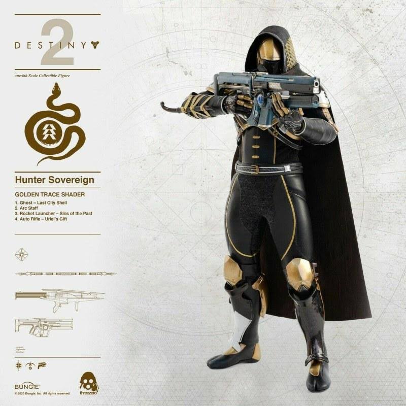 Official Destiny 2 Hunter Sovereign Golden Trace Shader 1:6 Scale Figure
