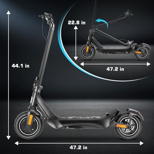 Caroma Electric Scooter, Peak 850W Powerful Motor, 30 Miles Long Range and 36 MPH Top Speed, Turn Signal & Cruise Control, Folding Electric Scooter Adults with Wide Pneumatic Wheel