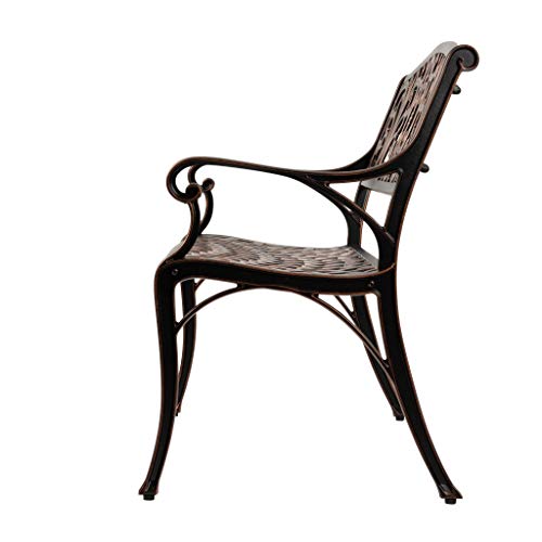 63284 Decatur Cast Aluminum Patio Bench Heavy Duty Rust Free Metal Construction Front Porch Backyard Lawn Garden Pool Deck Outdoors Fleur-De-Lis Design - Antique Bronze Finish