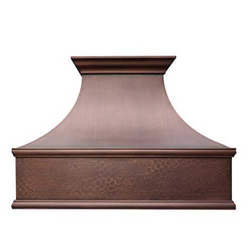 Copper Tailor Copper Range Hood Wall Mount,4 Speed Exhaust Fan,Stainless Steel Vent,LED Light,Dishwasher-Safe Baffle Filters
