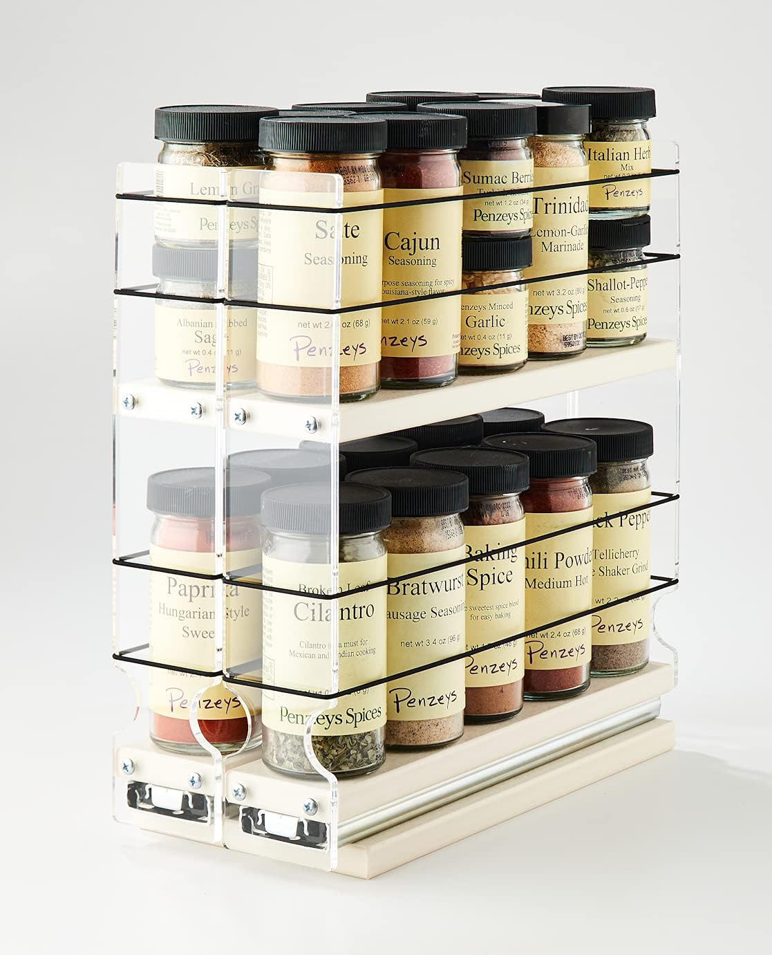 Vertical Spice - 22x2x11 DC - Spice Rack - Narrow Space w/2 Drawers each with 2 Shelves - 20 Spice Capacity - Easy to Install