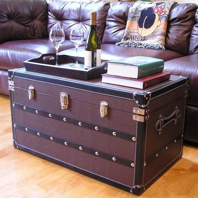 Decorative Sterling Large Wood Steamer Trunk Wooden Treasure Chest