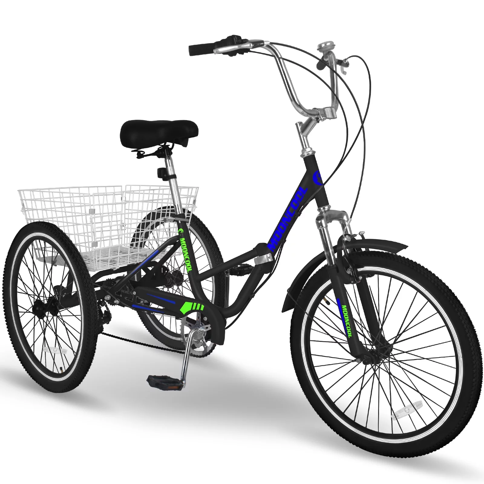 LILYPELLE 24 Adult Tricycle 7 Speed, Three Wheel Bikes for Adults 400lbs,Low-Step Through Trike Cruiser for Exercise Shopping Outdoor Activities,Cyan