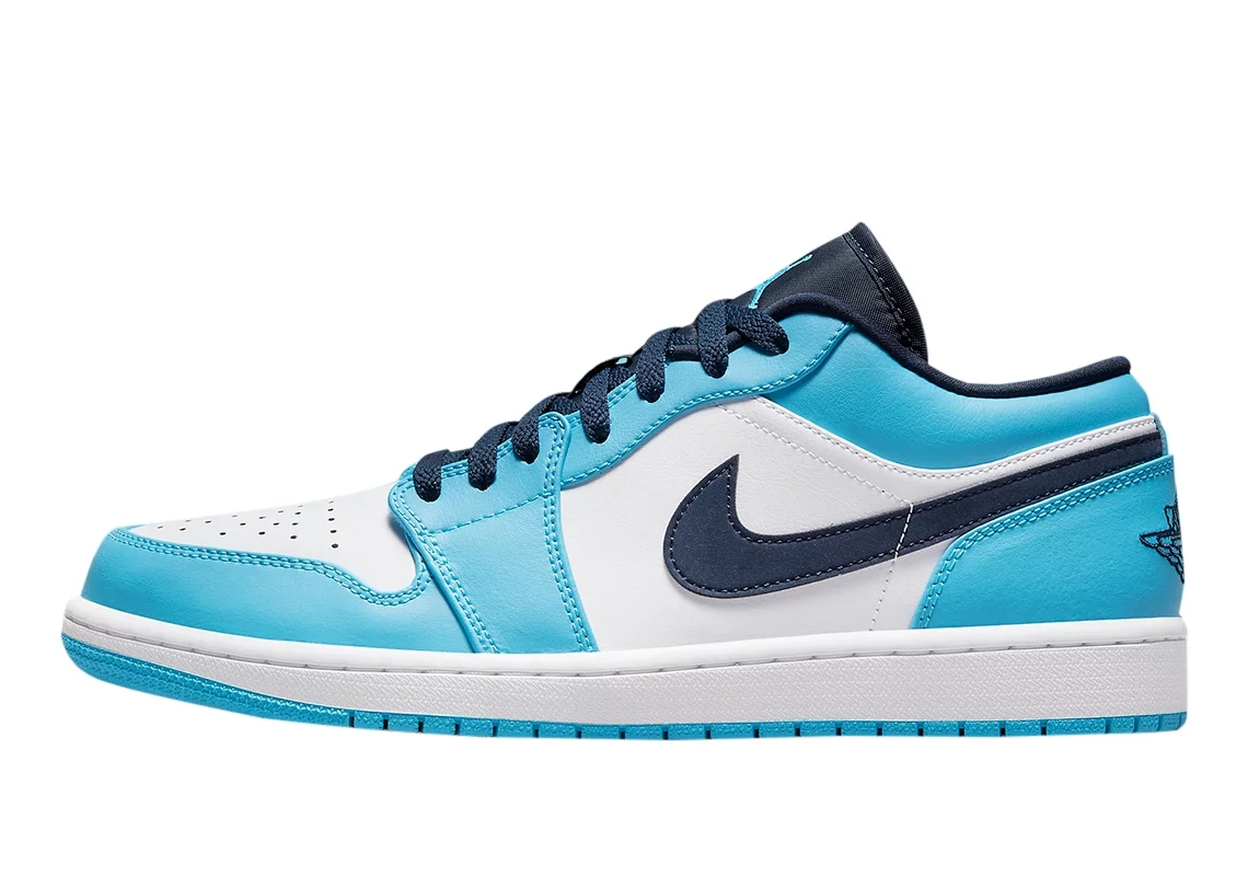 Men's Jordan 1 Low UNC White/Dk Powder Blue-Obsidian (553558 144) - 8.5 - Curated Treasures Market