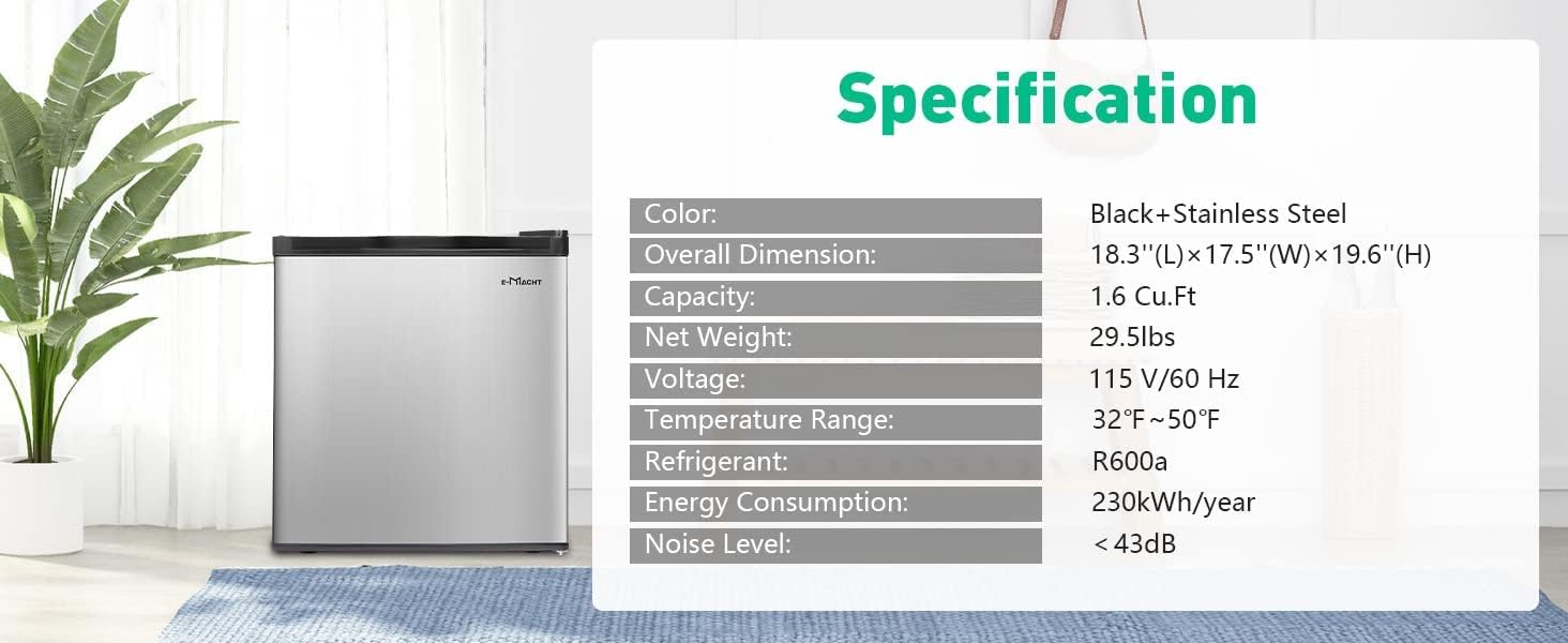 Mini Fridge with Freezer, Single Door Compact Refrigerator with Adjustable Legs, Adjustable Thermostat Control, Removable Shelf, Small Fridge Perfect for Home/Dorm/Office/Apartment, 1.6 Cu.Ft.