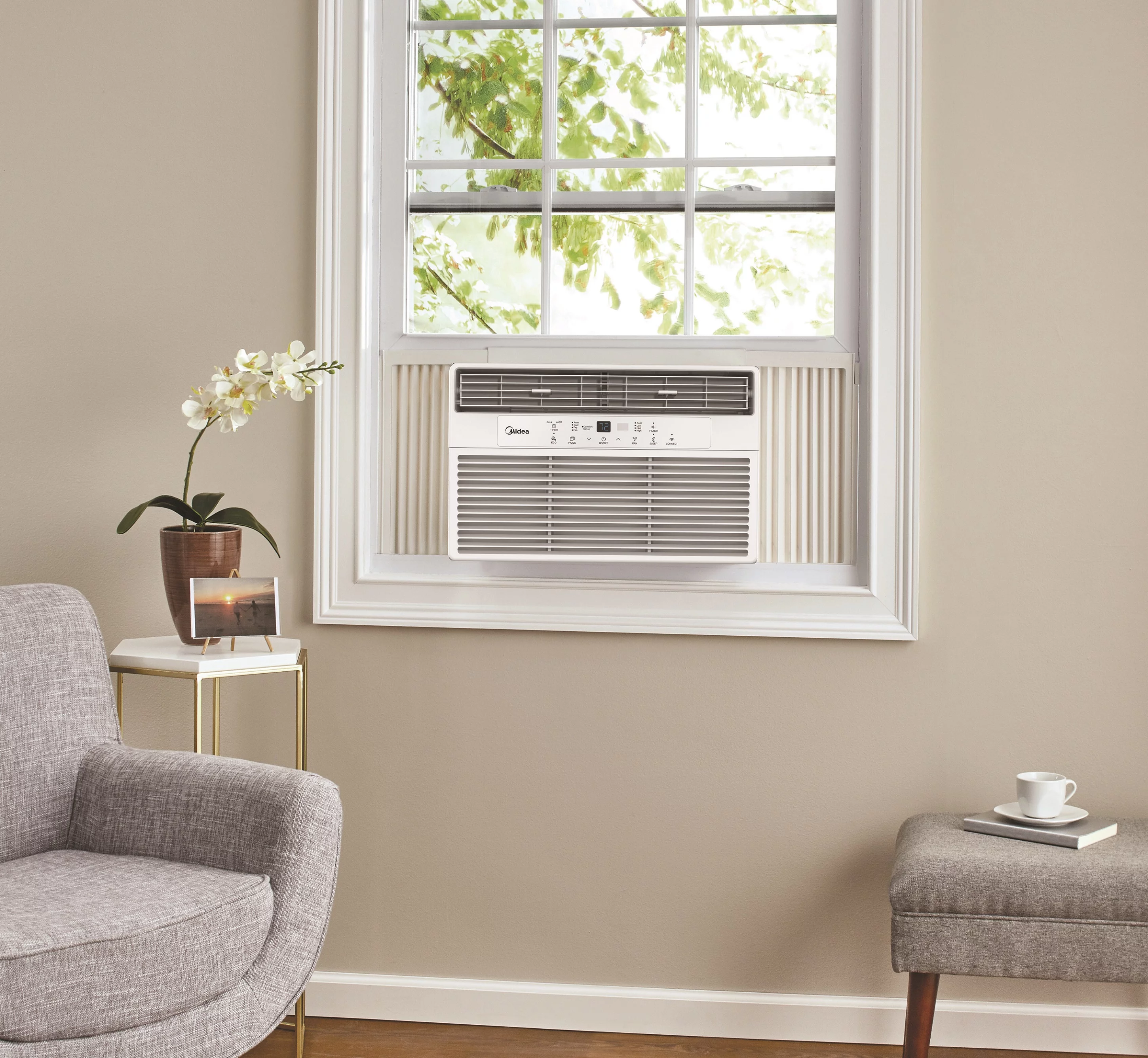 Midea 12,000 BTU 115V Smart Window Air Conditioner with ComfortSense Remote, Cools up to 550 Sq. Ft., White, MAW12S1WWT
