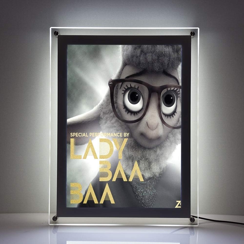 HKSIGN 24X36 Inch Ultra Thin Wall Mounted Acrylic led Light Box Store Sign Holders Crystal Poster Frame Advertising Display